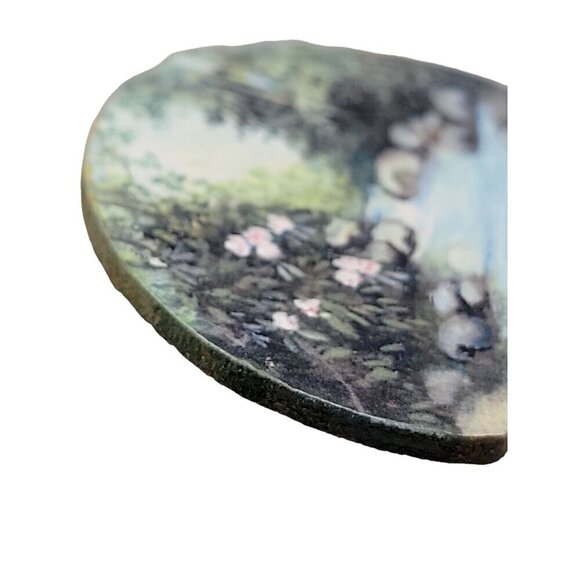 Hand-painted Wooden Brooch Stunning Nature Scene Artist Signed Webb Stunning - Picture 15 of 16